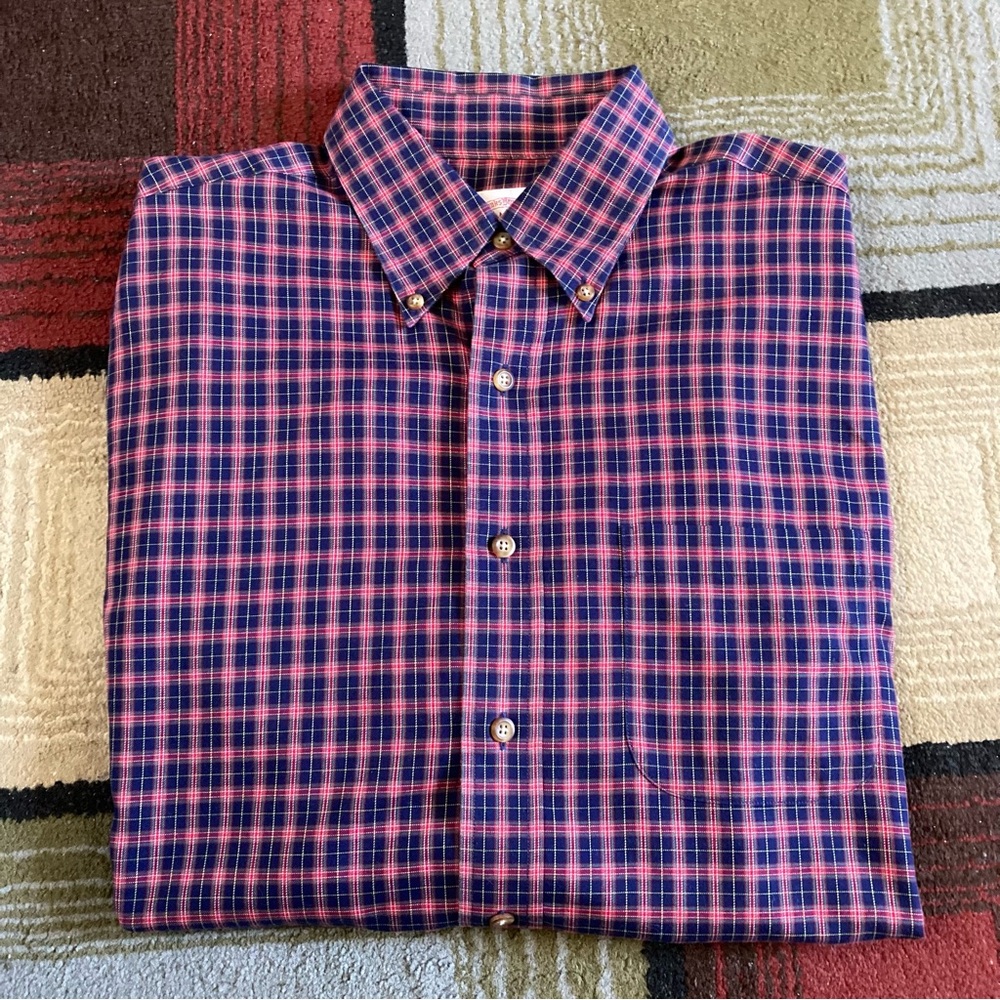 Brooks Brothers 346 Plaid Checkered Original Polo Button Down Shirt Men's Sz M